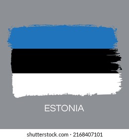 Flag of Republic of Estonia. Independance country, member of 	United Nations, European Union, NATO. Proportion 7:11. Grundge texture, strokes, brush. Scratched sketch. Isolated vector.