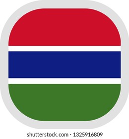 Flag of Republic of the Gambia. Rounded square icon on white background, vector illustration.
