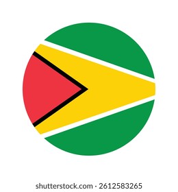 Flag of the Republic of Guyana. Round flag of Guyana. The official national flag of Guyana.