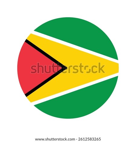 Flag of the Republic of Guyana. Round flag of Guyana. The official national flag of Guyana.