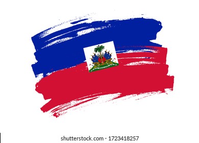Flag of the Republic of Haiti. Haiti bicolor brush concept. Horizontal vector Illustration isolated on white background.  