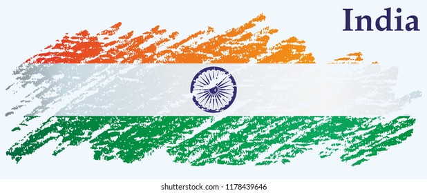 Flag of the Republic of India. Template for award design, an official document with the flag of India. Bright, colorful vector illustration