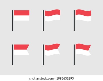 Flag of the Republic of Indonesia icons set, Indonesia flag symbols
