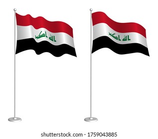 bandera de la República del Iraq ondeando el asta en el viento. Elemento de diseño de vacaciones. Punto de verificación para los símbolos de mapa. Vector aislado sobre fondo blanco