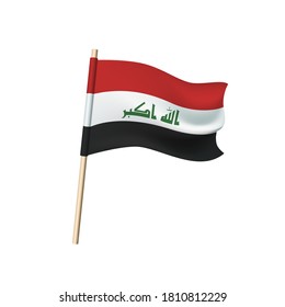 Flag of the Republic of Iraq. Red, white and black stripes. The inscription Allah is great in green Vector illustration
