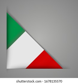 Flag of the Republic of Italy. Realistic Flag of Italy. Paper cutting style.Corner Ribbon. Isolated 