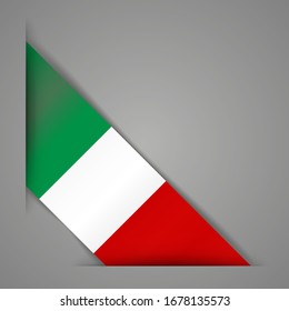 Flag of the Republic of Italy. Realistic Flag of Italy. Paper cutting style.Corner Ribbon. Isolated 