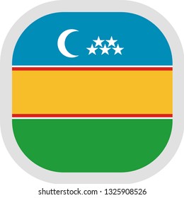 Flag of Republic of Karakalpakstan. Rounded square icon on white background, vector illustration.