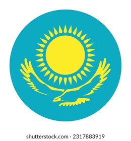 Flag of the Republic of Kazakhstan. Flag icon. Standard color. Circle icon flag. Computer illustration. Digital illustration. Vector illustration.