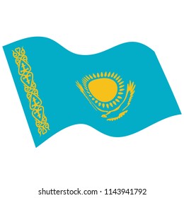 Flag of Republic of Kazakhstan. Waving flag 