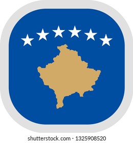 Flag of Republic of Kosovo. Rounded square icon on white background, vector illustration.