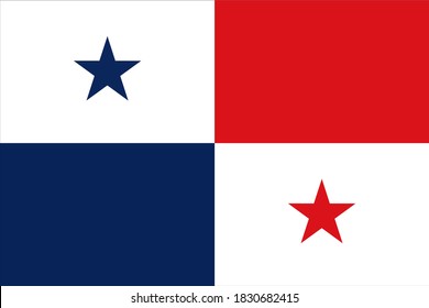 Bandera de la República de Panamá. Ilustración vectorial, colores oficiales, proporciones correctas