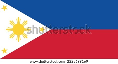 Flag of Republic of the Philippines is an archipelagic country in Southeast Asia. Vector illustration