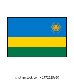 Flag of Republic of Rwanda Vector Rectangle Icon Button for Africa Concepts. 