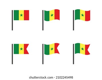 Flag of the Republic of Senegal icons set, Senegal flag symbols