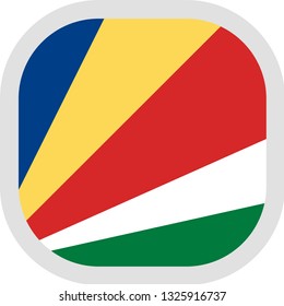 Flag of Republic of Seychelles. Rounded square icon on white background, vector illustration.