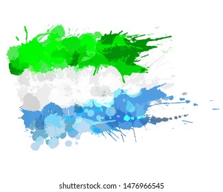 Flag of  Republic of Sierra Leone made of colorful splashes