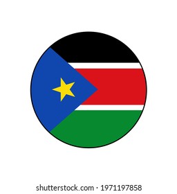 Flag of Republic of South Sudan Vector Circle Icon Button for Africa Concepts. 