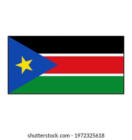 Flag of Republic of South Sudan Vector Rectangle Icon Button for Africa Concepts. 