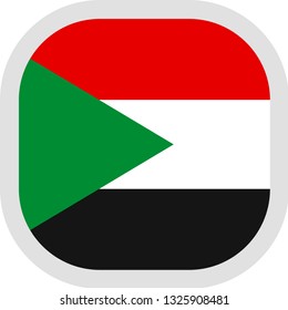 Flag of Republic of the Sudan. Rounded square icon on white background, vector illustration.