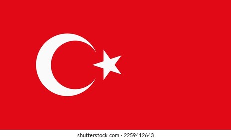 Flag of the Republic of Turkey. Crescent moon and star on a red background in vector 