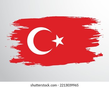 Flag of the Republic of Turkey drawn with a brush. Turkey vector flag.