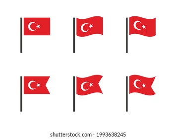 Bandera de la República de Turquía puesta iconos, símbolos de la bandera de Turquía