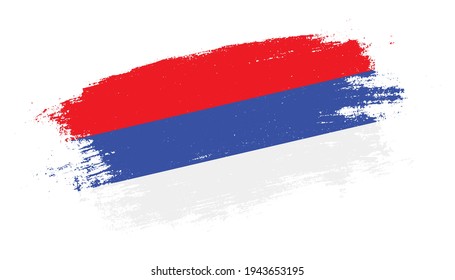 Bandera del país de la República Srpska en la vista de trazos de pincel. Textura elegante de la bandera nacional