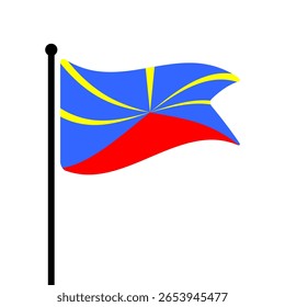 Bandeira de Reunião. Bandeira de reunião computador digital vetor ilustração ícone design. Bandeira de mastro flutuante.