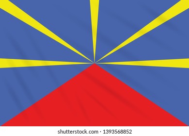 Flag Reunion swaying in wind, realistic vector