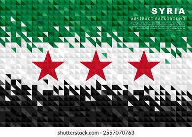 Flag of revolution Syria. Abstract background of small triangles in the form of colorful green, white and black stripes of the Syrian flag. Vector illustration.