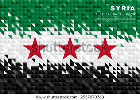 Flag of revolution Syria. Abstract background of small triangles in the form of colorful green, white and black stripes of the Syrian flag. Vector illustration.