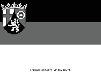 Flag of Rhineland-Palatinate in white and black color isolated on white background. Vector illustration