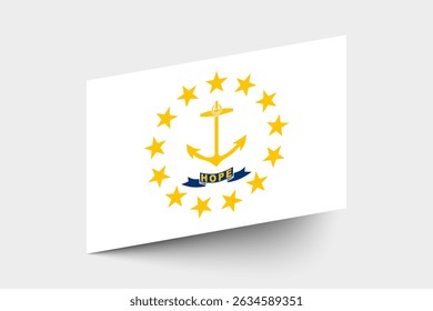 Flag of Rhode Island. Rhode Island flag official colors tilted icon digital vector illustration design.