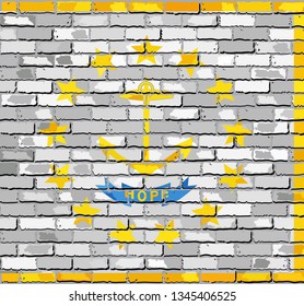 Flag of Rhode Island on a brick wall - Illustration