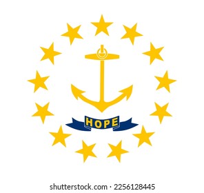 Flagge des Staates Rhode Island (Vereinigte Staaten von Amerika, U.S.A. oder USA, Nordamerika)