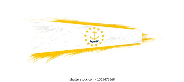 Flag of Rhode Island US State in grunge brush stroke, vector grunge illustration.