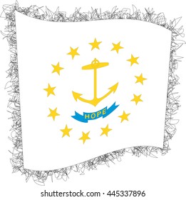 Flag of Rhode Island. Vector illustration of a stylized flag. Shaggy edge.