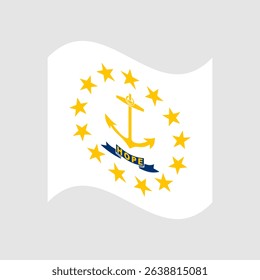 Flag of Rhode Island. Rhode Island wavy flag digital vector illustration.