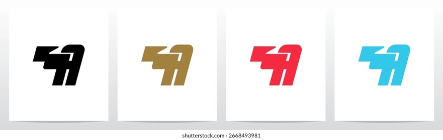 	
Flag Ribbon Flat Colors On Letter Initial Alphabet Logo Design A