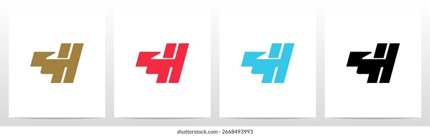 	
Flag Ribbon Flat Colors On Letter Initial Alphabet Logo Design H
