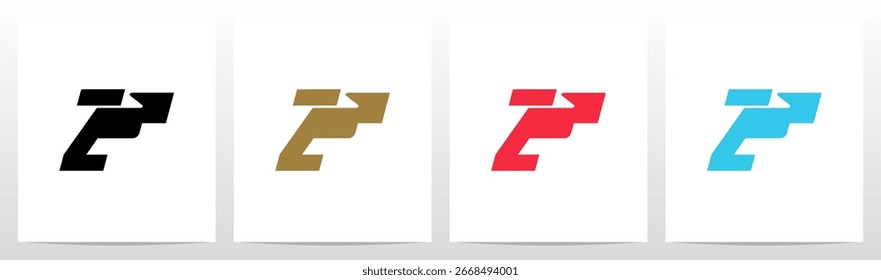 	
Colores planos de la cinta de la bandera en el diseño inicial del logotipo del alfabeto Z