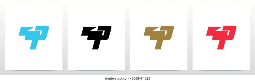 	
Colores planos de la cinta de la bandera en el diseño inicial del logotipo del alfabeto de la letra P
