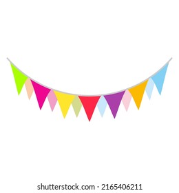 Flag ribbon icon. Hanging garland of triangles. Color silhouette. Horizontal front view. Vector simple flat graphic illustration. Isolated object on a white background. Isolate.