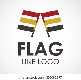 Flag ribbon of line abstract vector and logo design or template flory business icon of company identity symbol concept