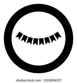 Flag ribbons black icon in circle