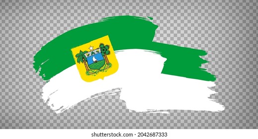 Flag of Rio Grande do Norte from brush strokes. Federal Republic of Brazil. Waving Flag Rio Grande do Norte of Brazil on transparent background for your web site design, app, UI.  EPS10.