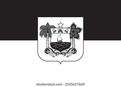 Bandeira do Rio Grande do Norte em branco e preto. Ilustração vetorial