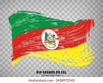 Flag of Rio Grande do Sul from brush strokes. Waving Flag Rio Grande do Sul of Brazil on transparent background for your web site design, app, UI. Brazil.  EPS10.