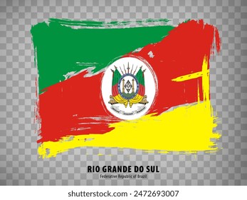 Flag of Rio Grande do Sul from brush strokes. Federal Republic of Brazil. Flag Rio Grande do Sul of Brazil on transparent background for your web site design, app, UI. Brazil. Stock vector. EPS10.